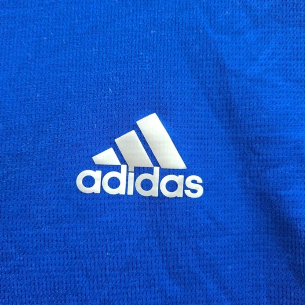 Adidas Men Polo Shirt XL Blue Climalite Performance‎ Logo Short Sleeve